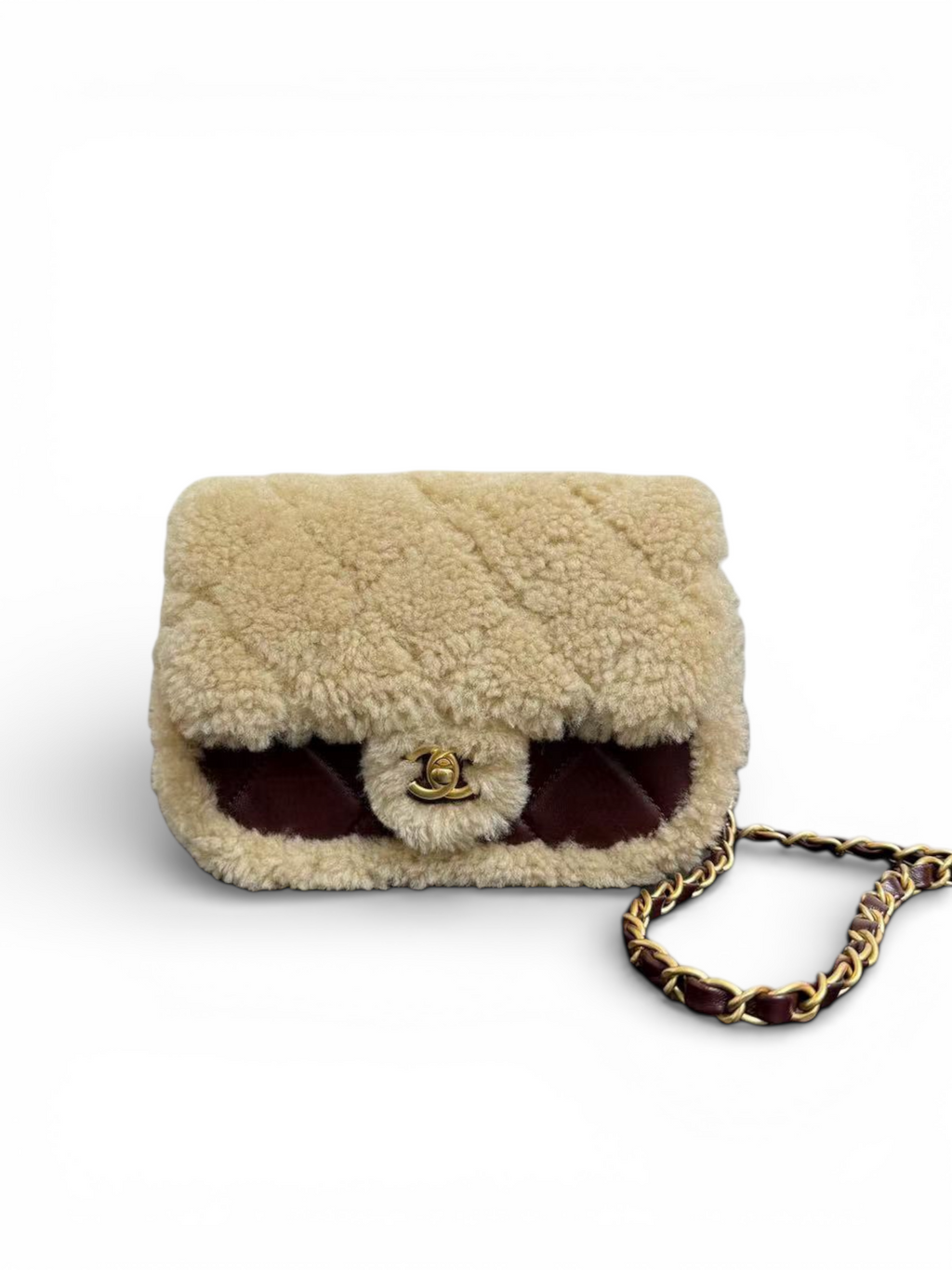 26 Teddy Shearling Chain Shoulder Bag
