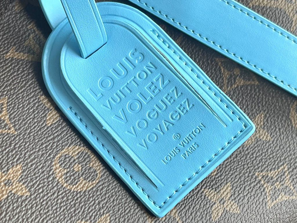 Keepall Bandoulière 50 – Monogram Canvas with Sky Blue Leather Trim