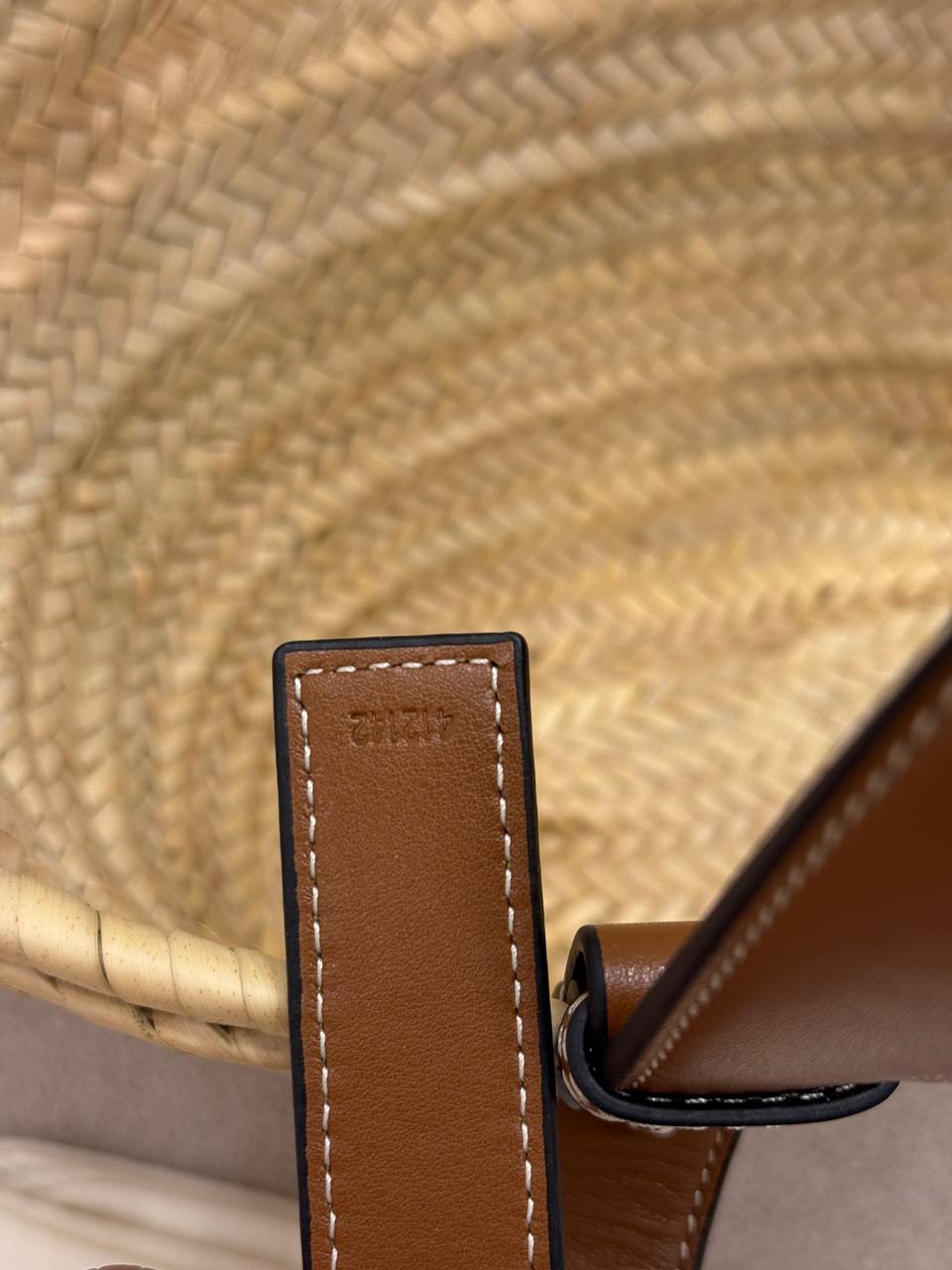 Basket Bag in Palm Leaf and Calfskin