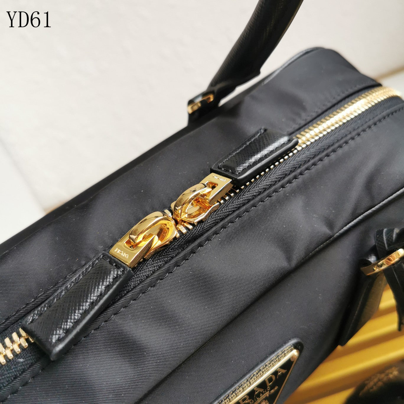 Re-Nylon and Saffiano Leather Two-Handle Bag