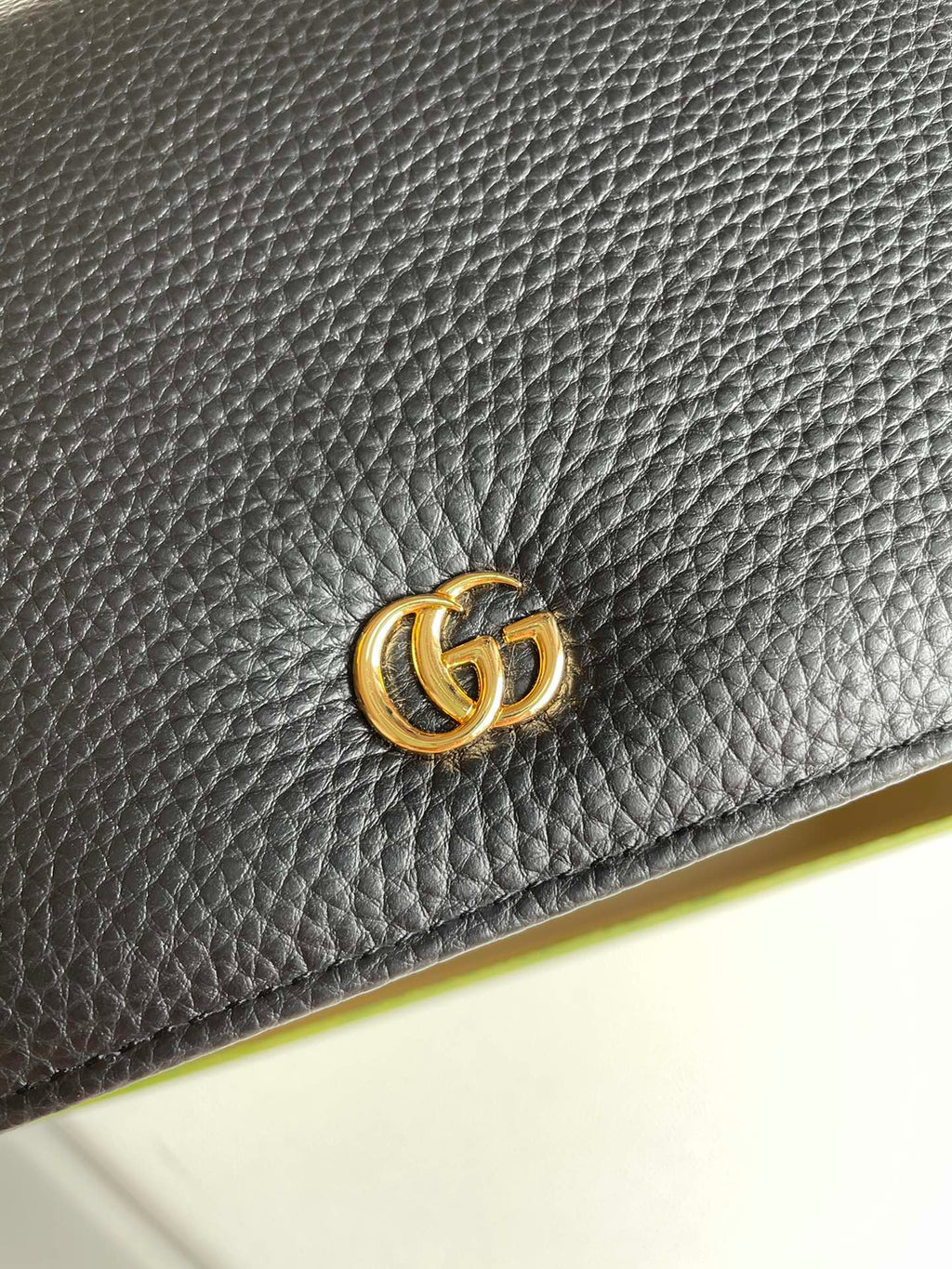 GG Marmont Pebbled Leather Wallet on Chain