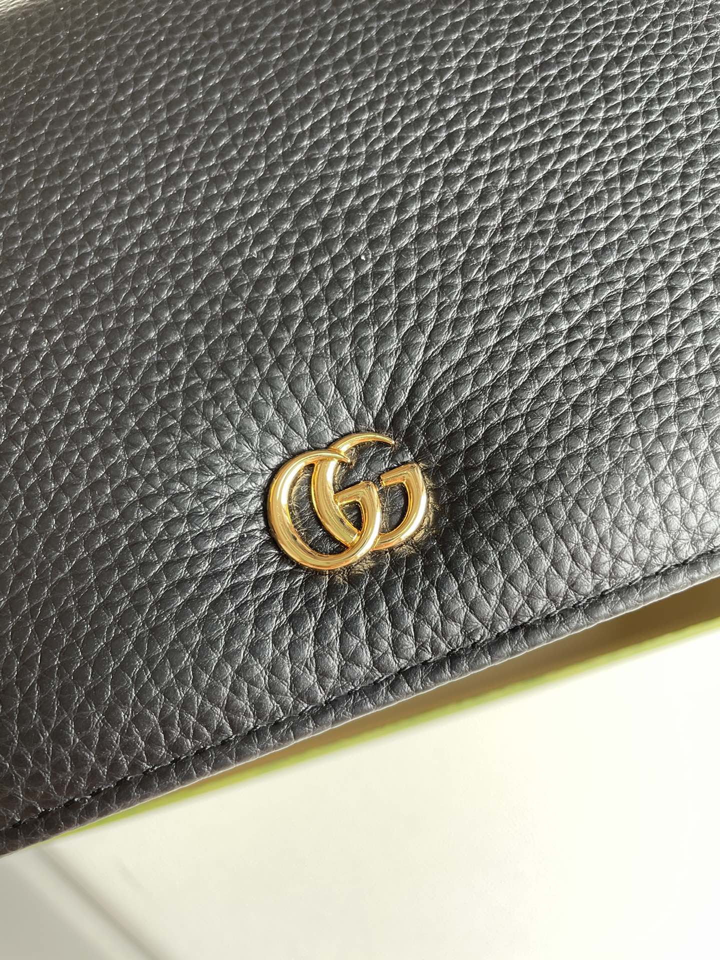 GG Marmont Pebbled Leather Wallet on Chain
