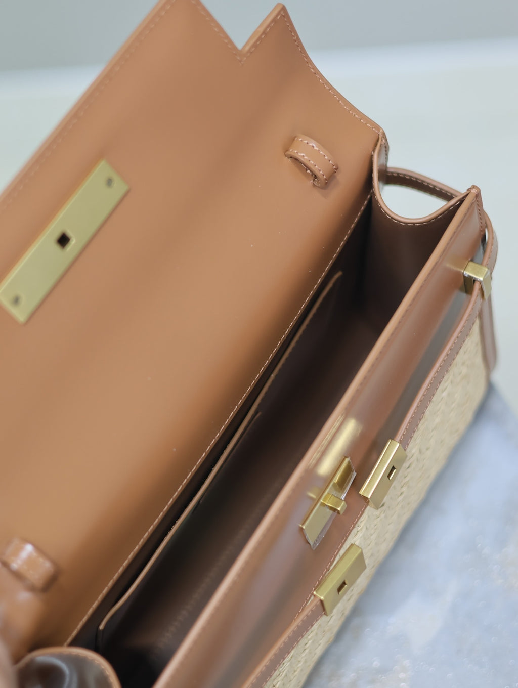 Crocodile-Embossed Leather Chain Bag