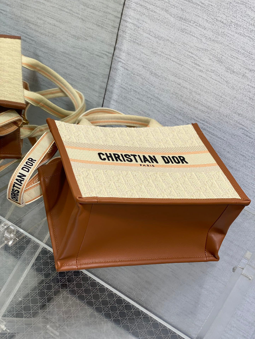 Canvas Tote Bag with Leather Trim