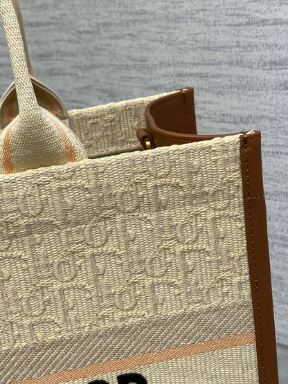 Canvas Tote Bag with Leather Trim