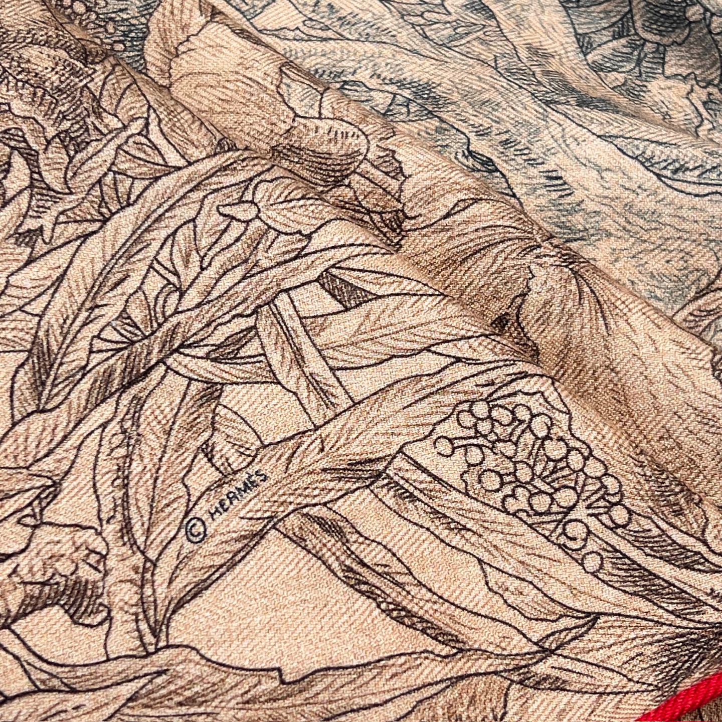 “Francois Houtin” Botanical Garden Cashmere & Silk Shawl 136 x 137 cm