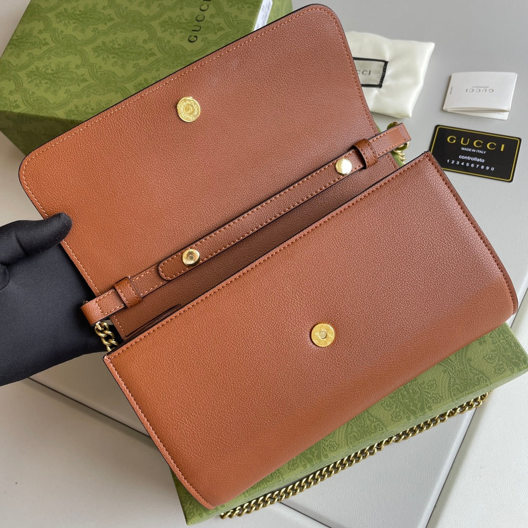 Bamboo Handle Leather Wallet with Chain