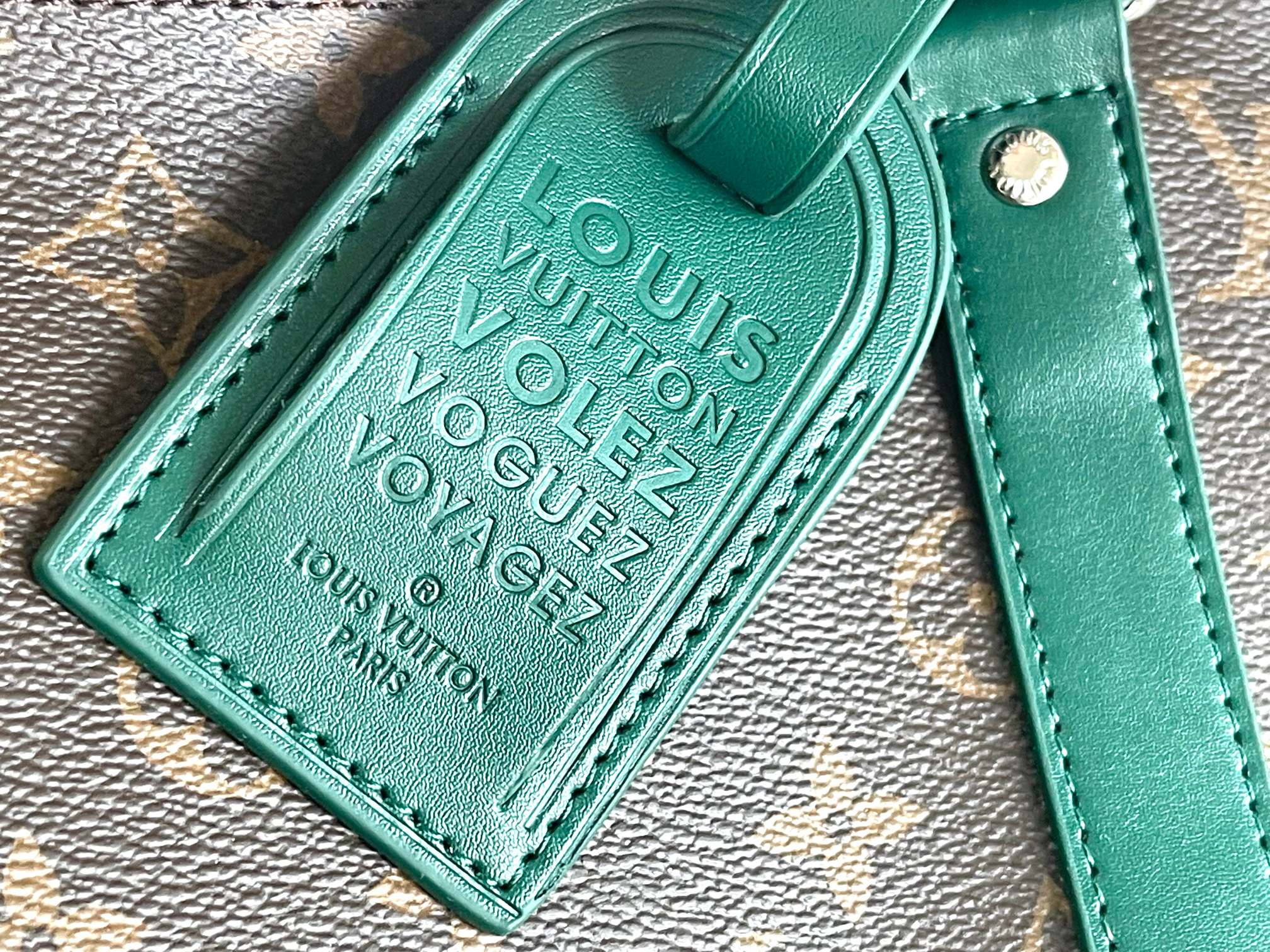 Keepall Bandoulière 50 – Monogram Canvas with Green Leather Trim