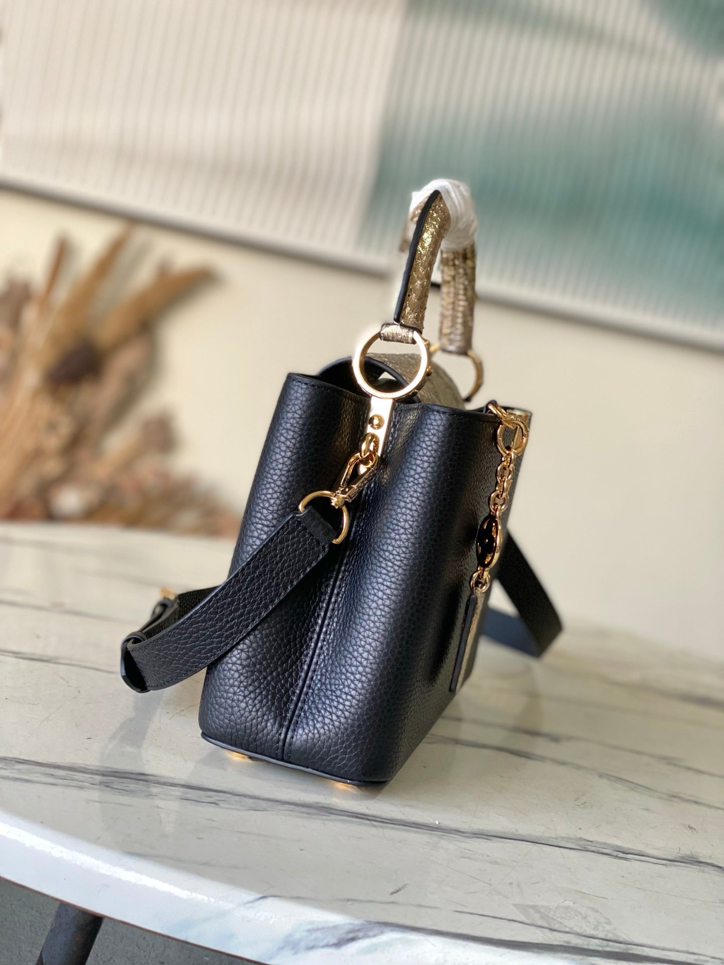 Capucines Mini Python Handle Bag