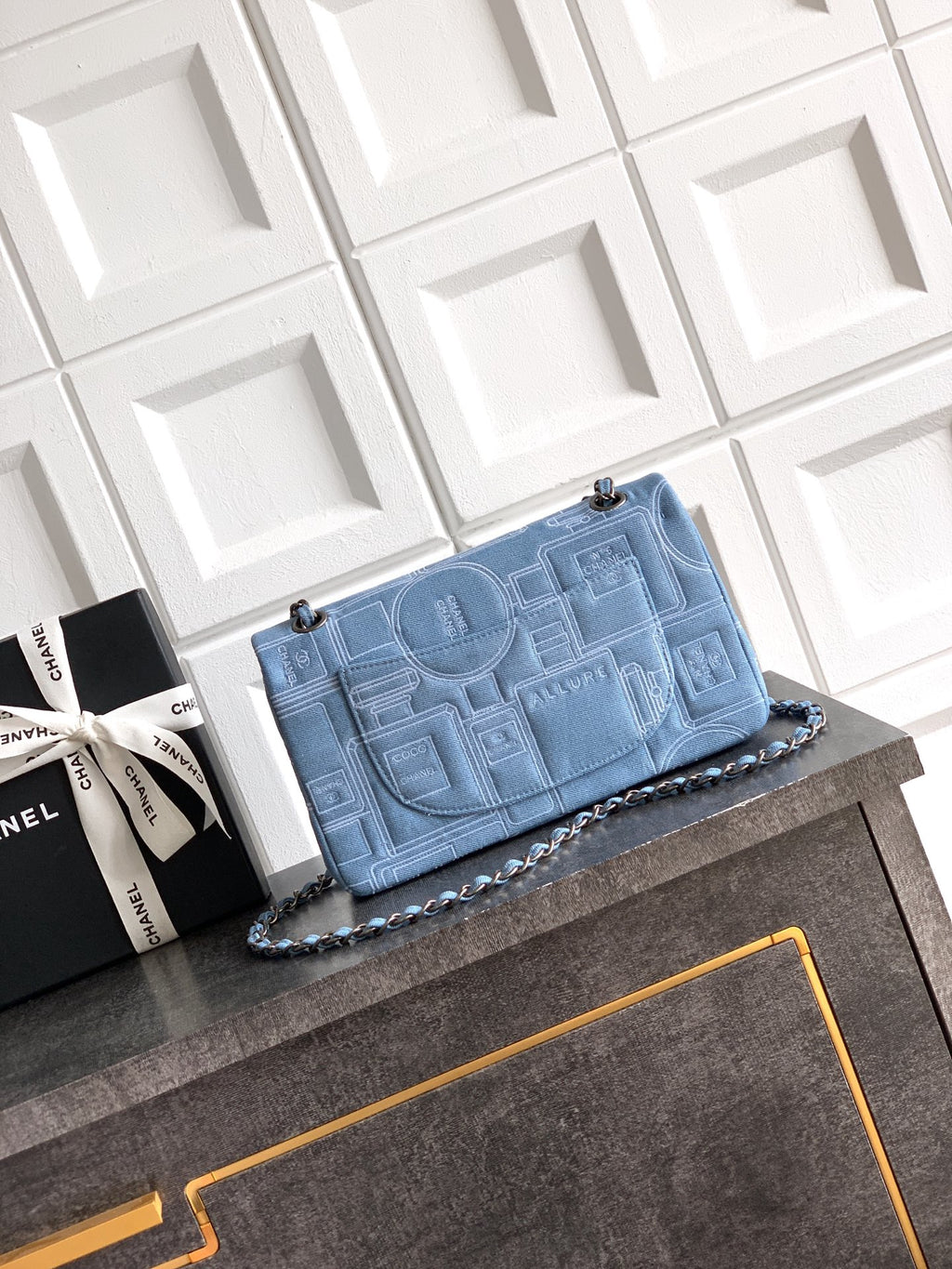 Denim Classic Flap Chain Shoulder Bag