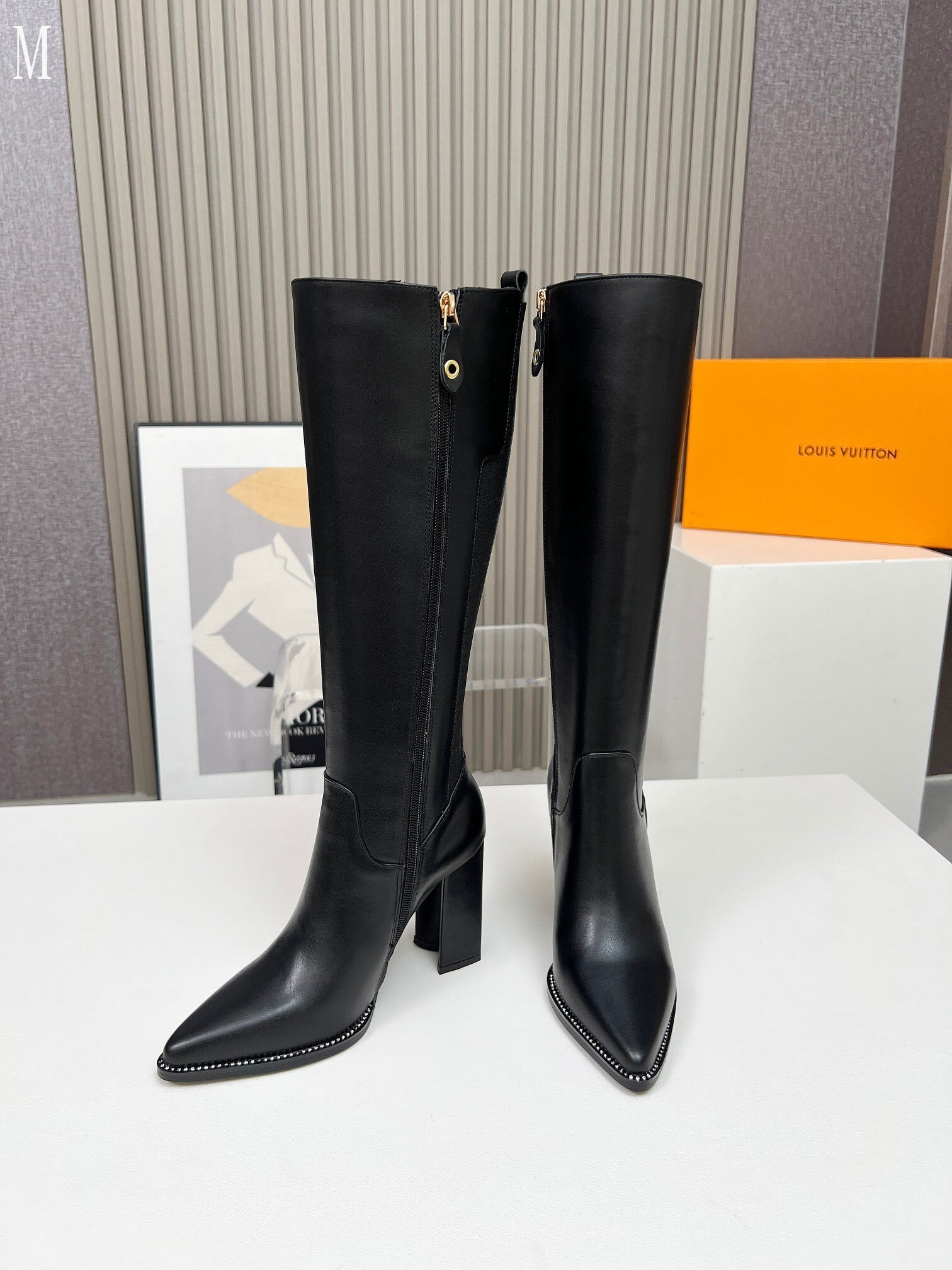 Black Knee-High Leather Boots