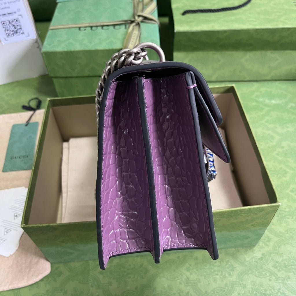 Croc-Embossed Dionysus Shoulder Bag