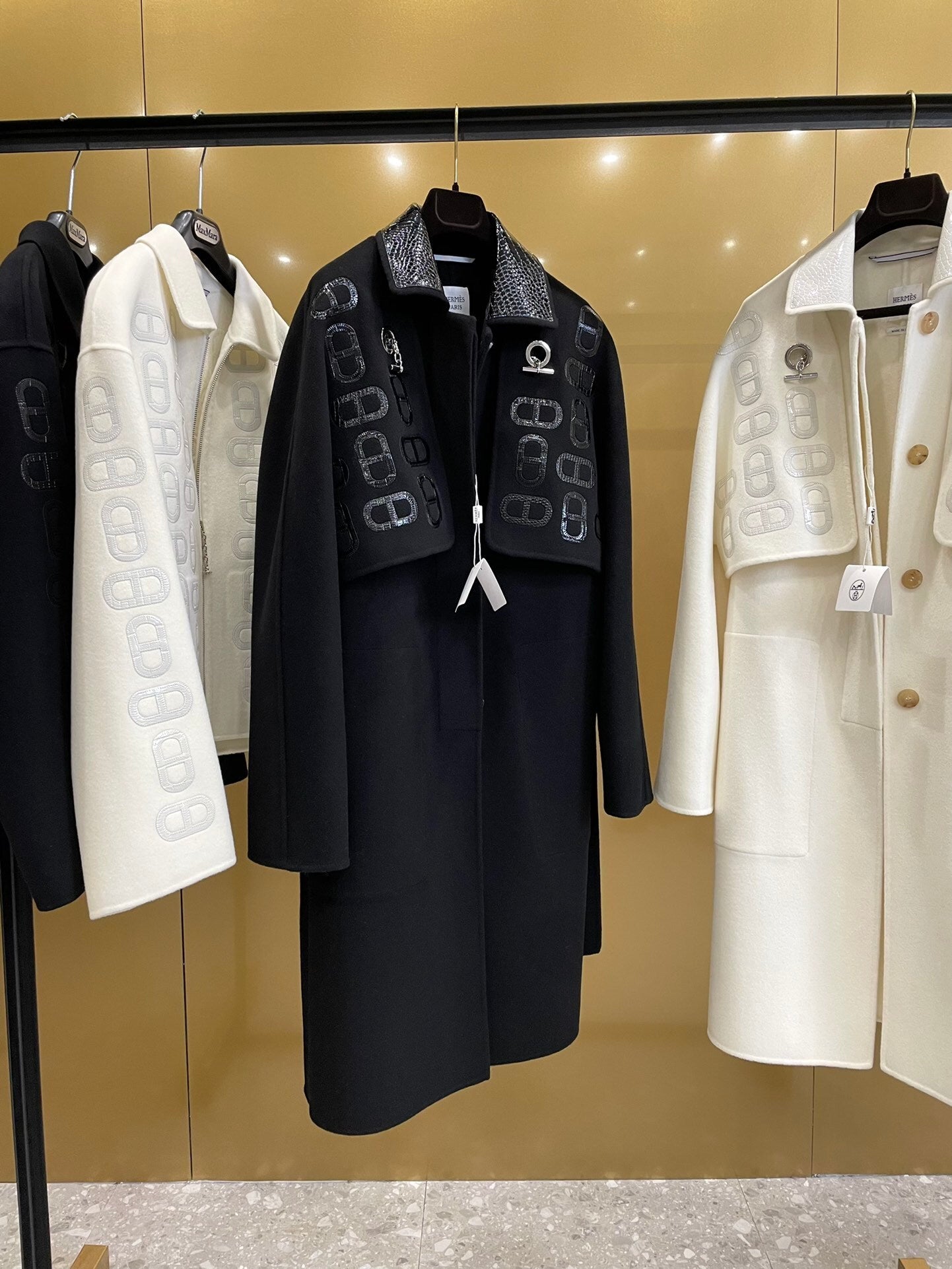 Embroidered Wool Long Coat