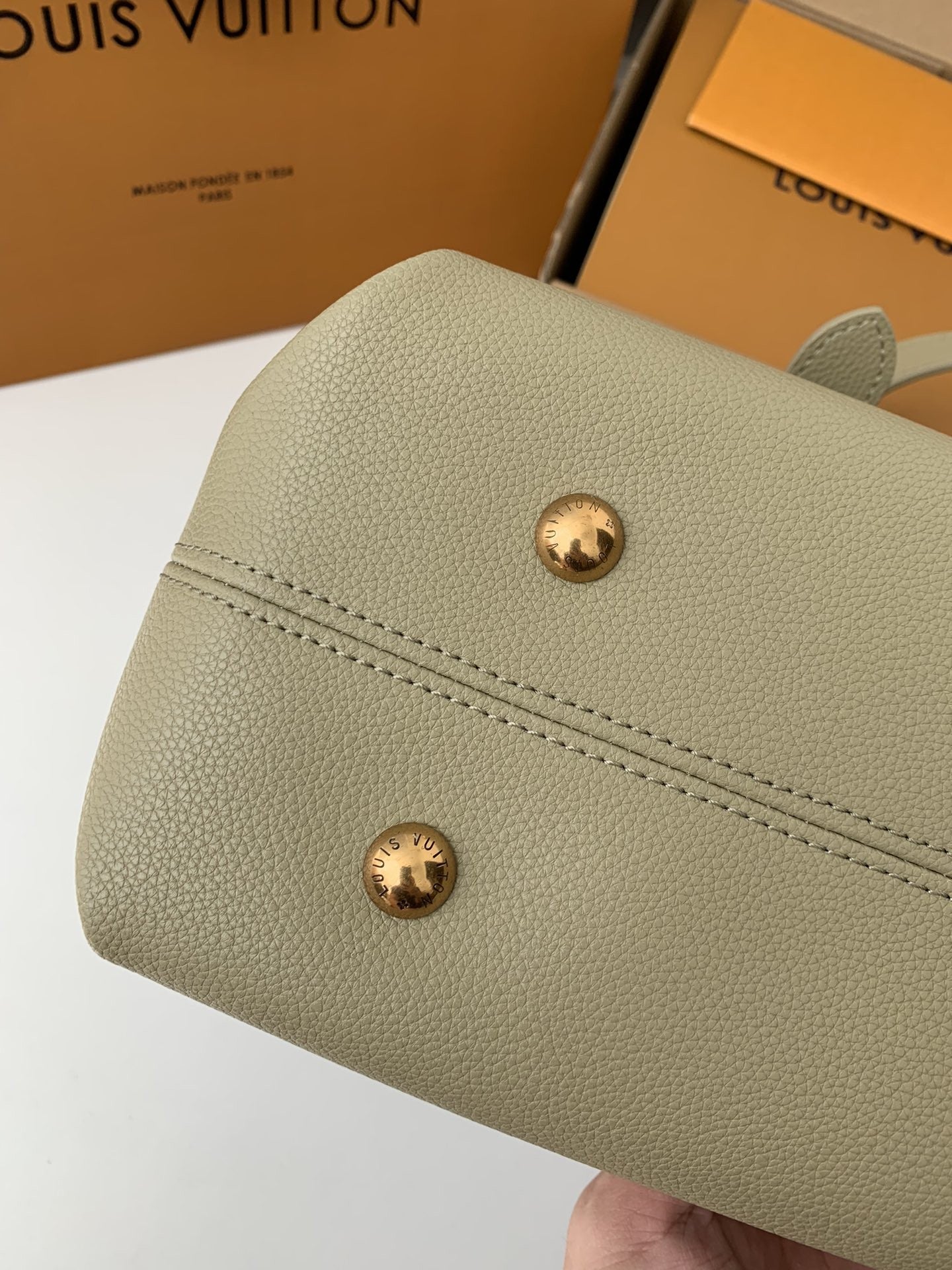 Calfskin Leather Tote Bag with Monogram Pouch