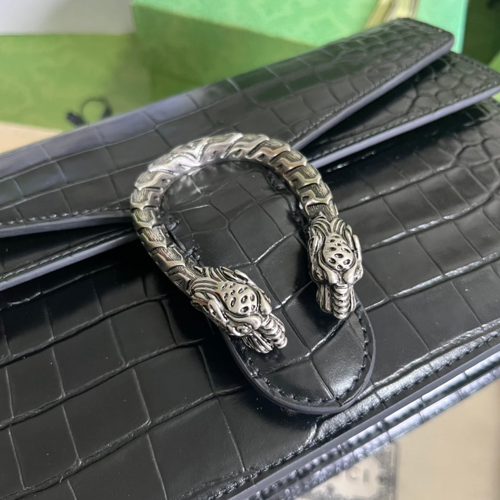 Croc-Embossed Dionysus Shoulder Bag