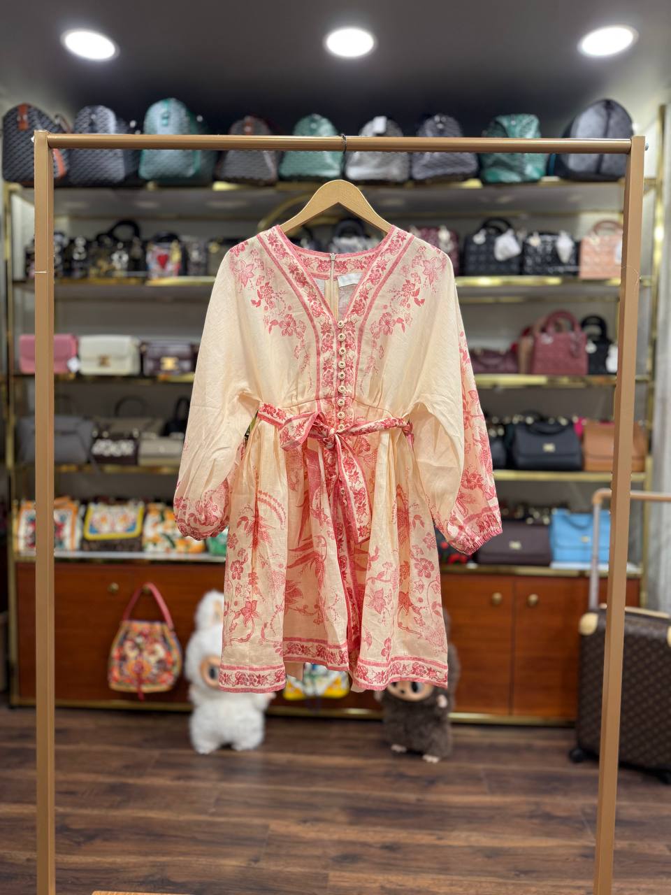 Lucky Plunge Linen Mini Dress