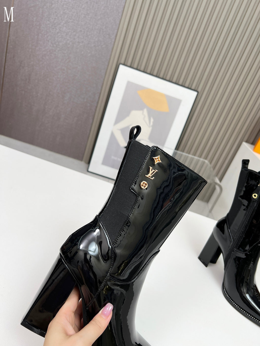 Smooth Leather Mid-Calf Ankle Boots