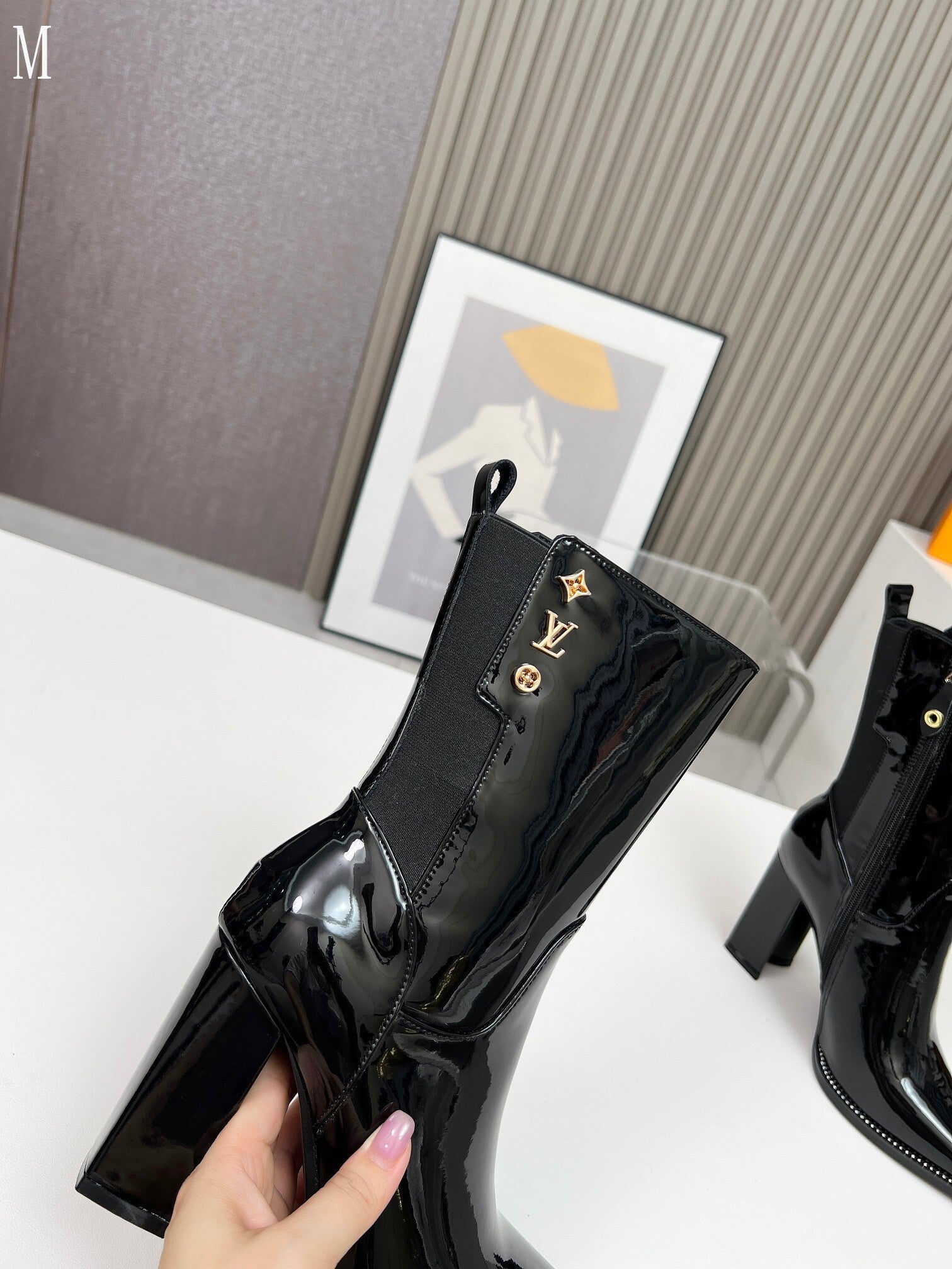 Smooth Leather Mid-Calf Ankle Boots