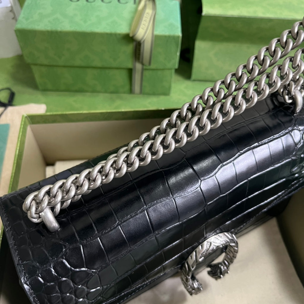 Croc-Embossed Dionysus Shoulder Bag