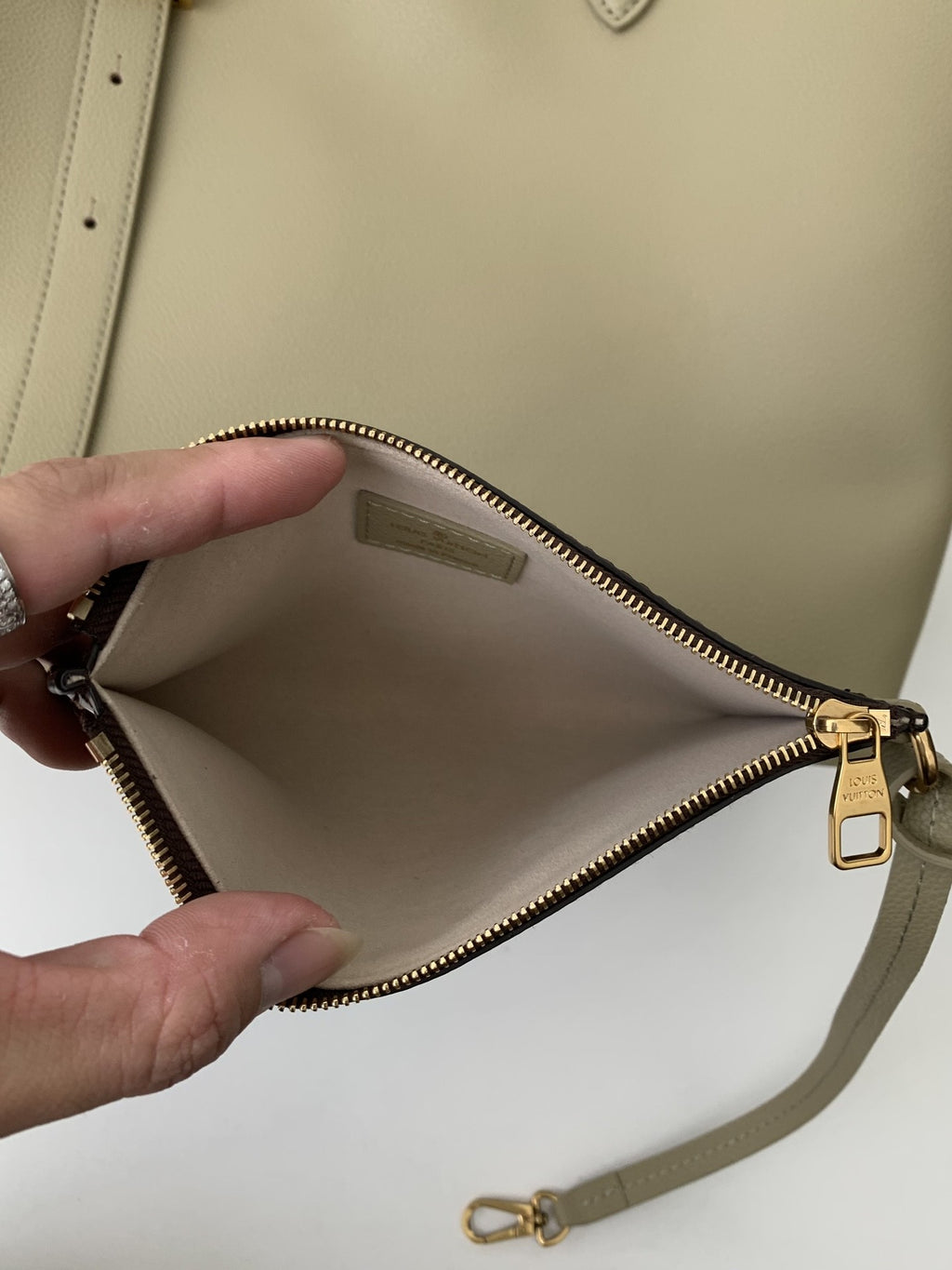 Calfskin Leather Tote Bag with Monogram Pouch