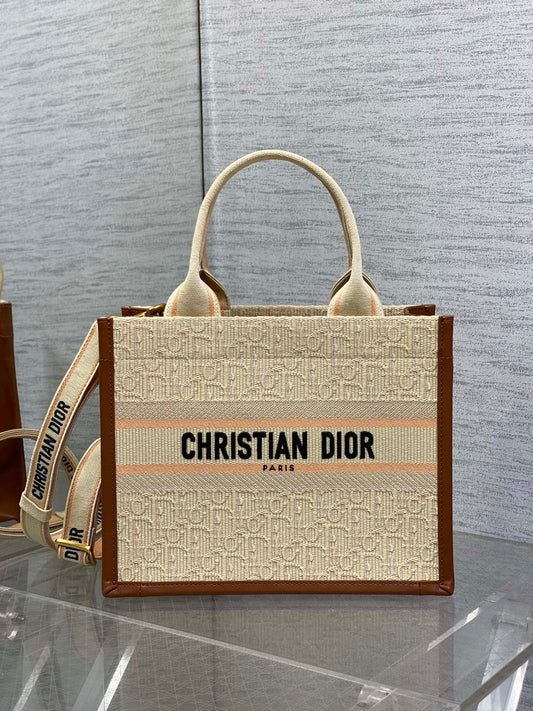 Canvas Tote Bag with Leather Trim