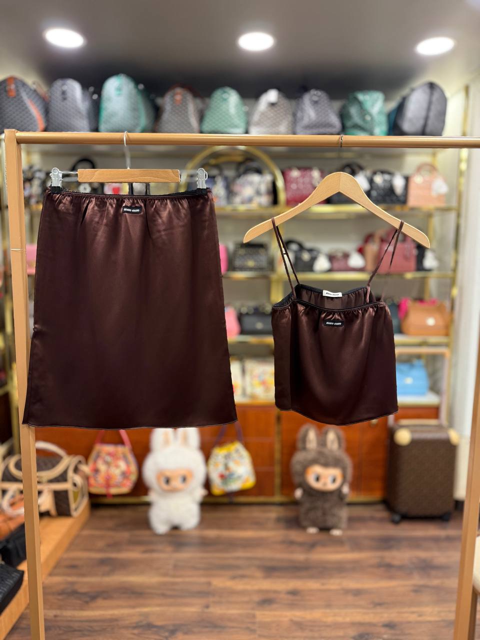 Satin Two-Piece Set – Chocolate Brown