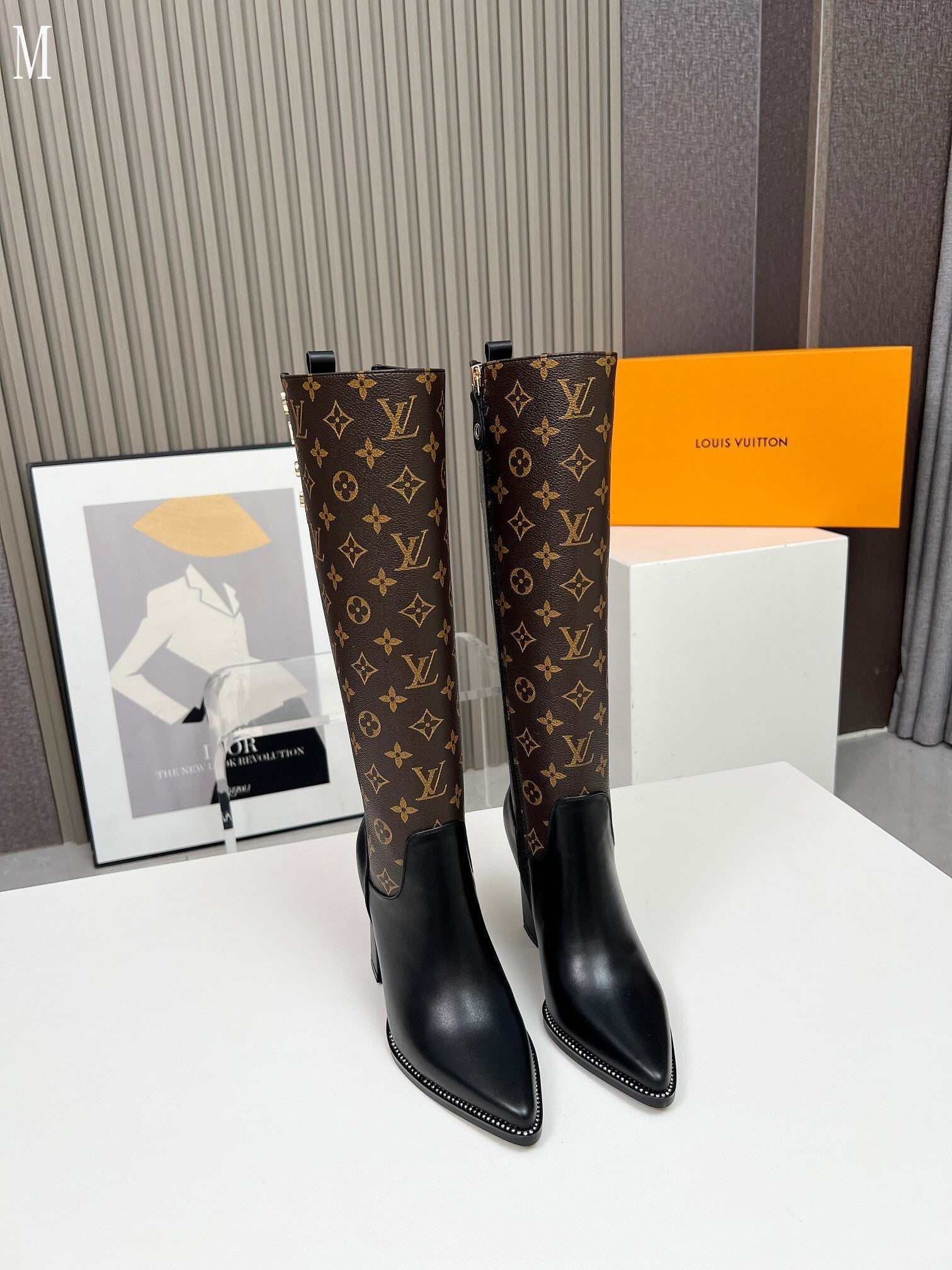 Monogram Knee-High Leather Boots