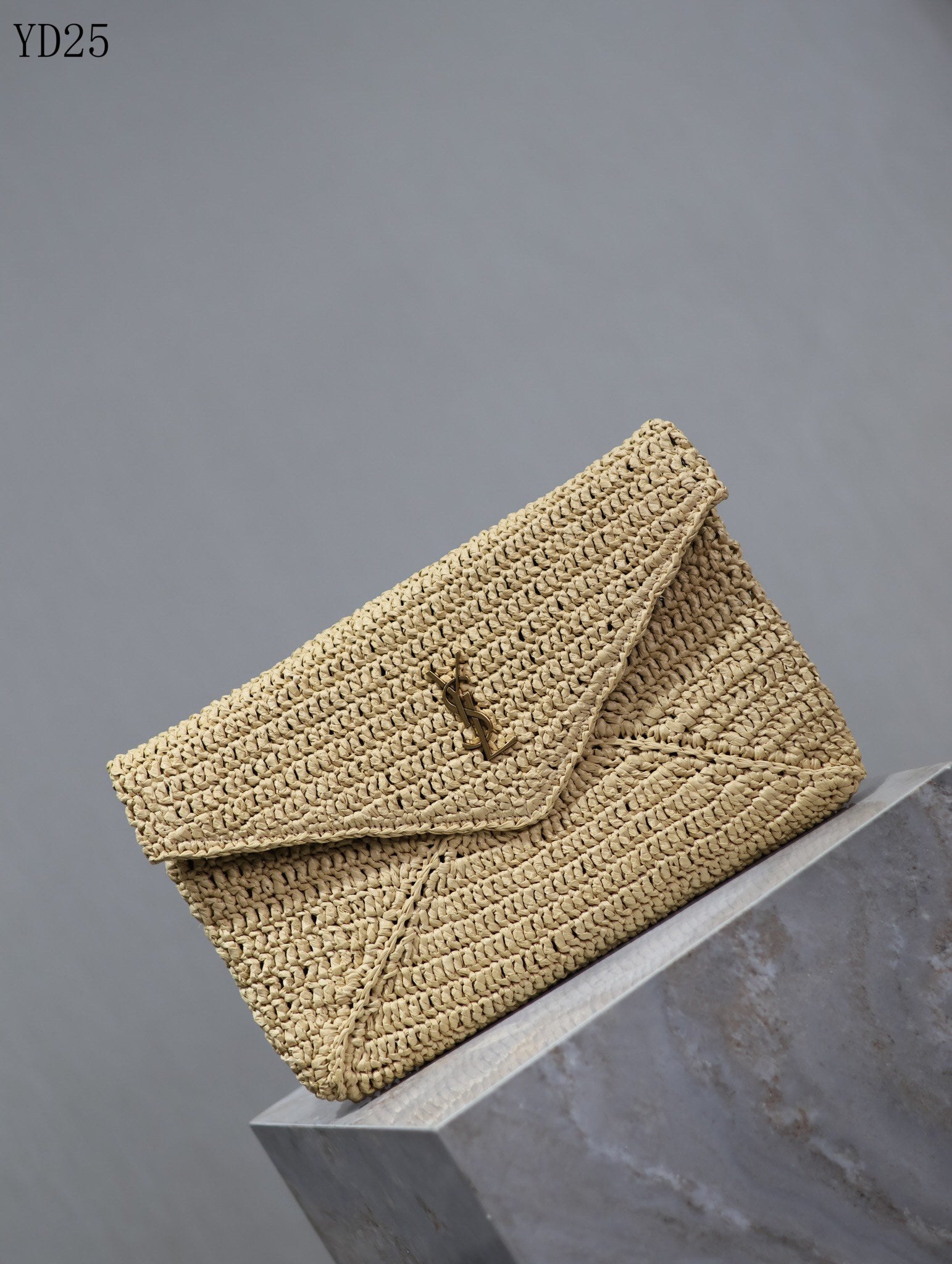 Woven Raffia Envelope Clutch Bag