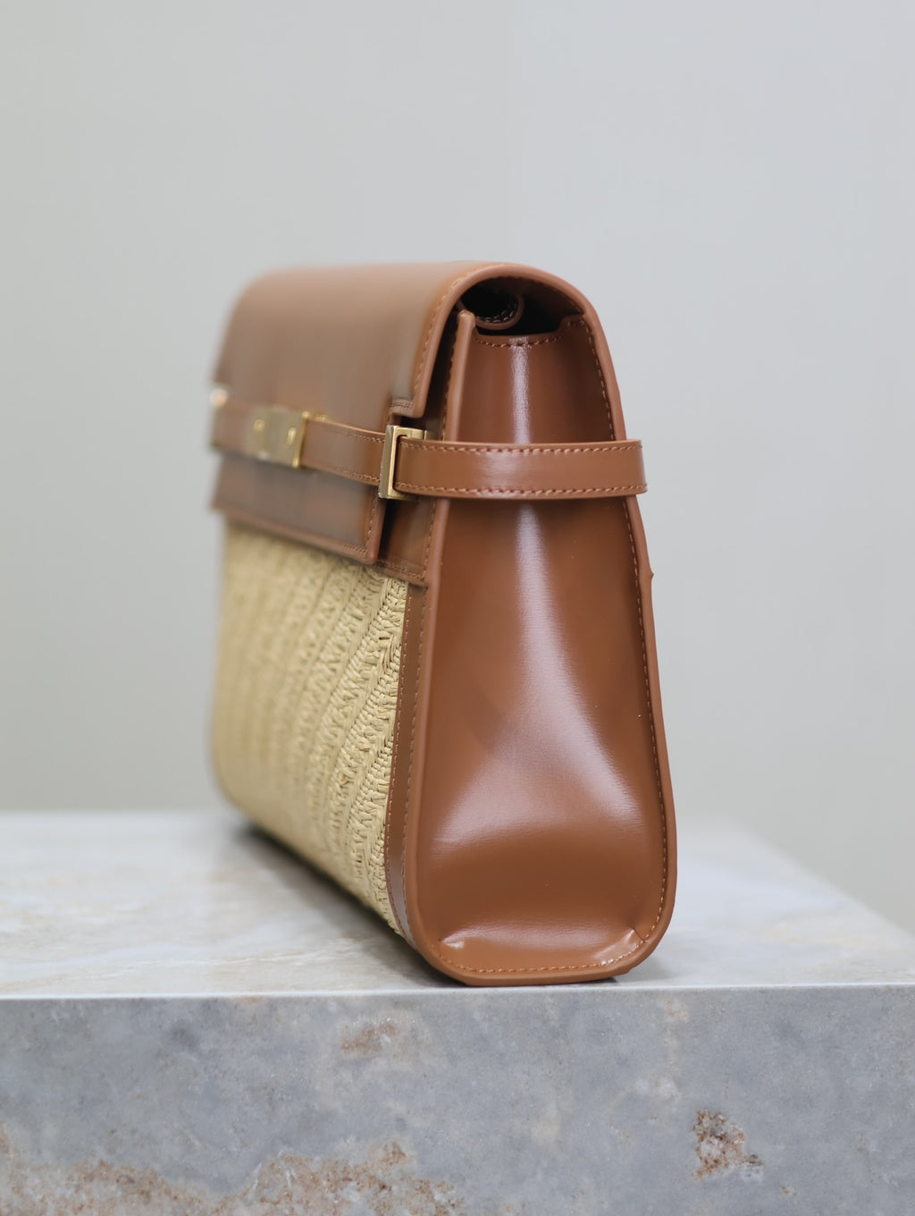 Crocodile-Embossed Leather Chain Bag