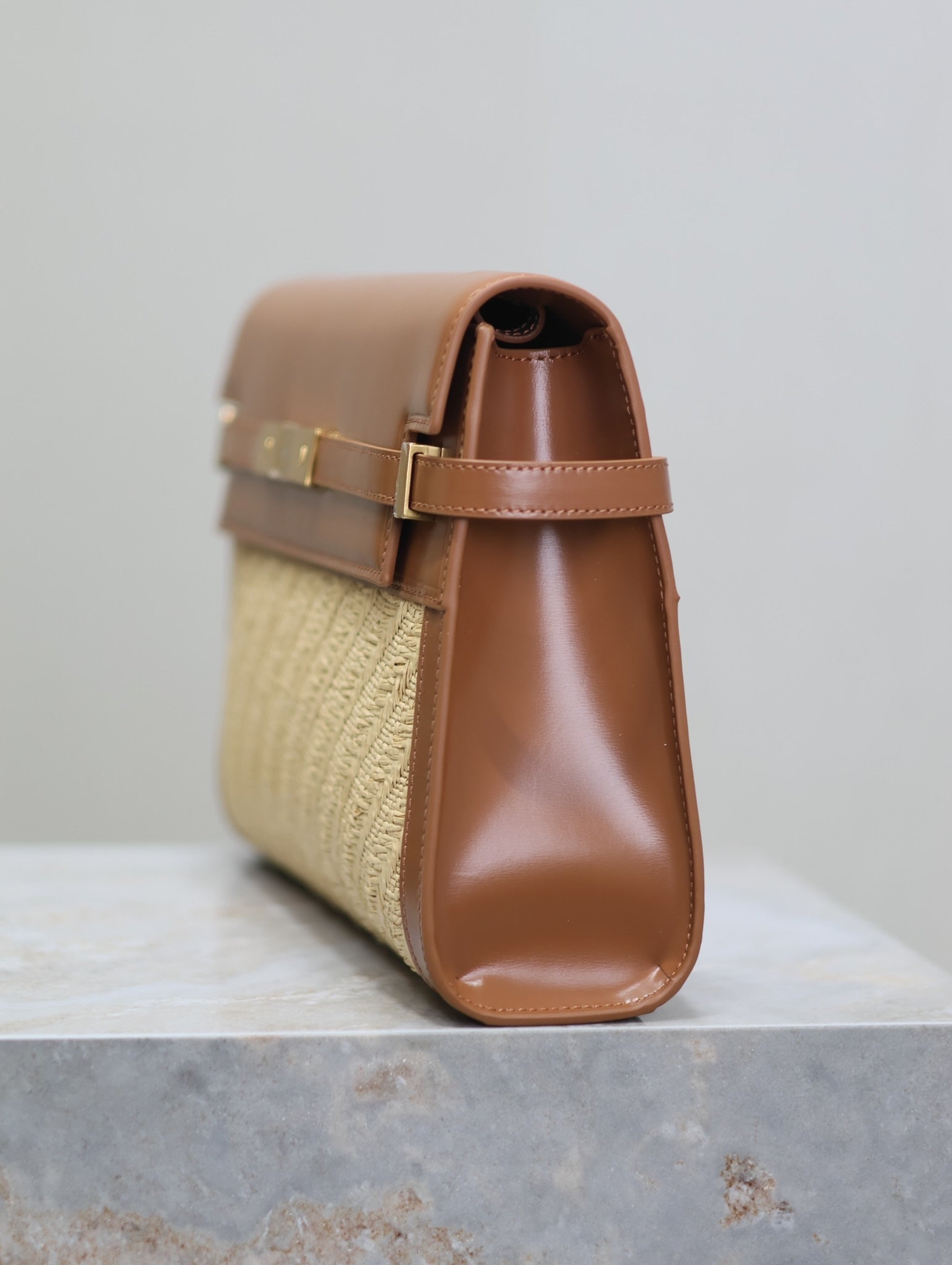 Crocodile-Embossed Leather Chain Bag