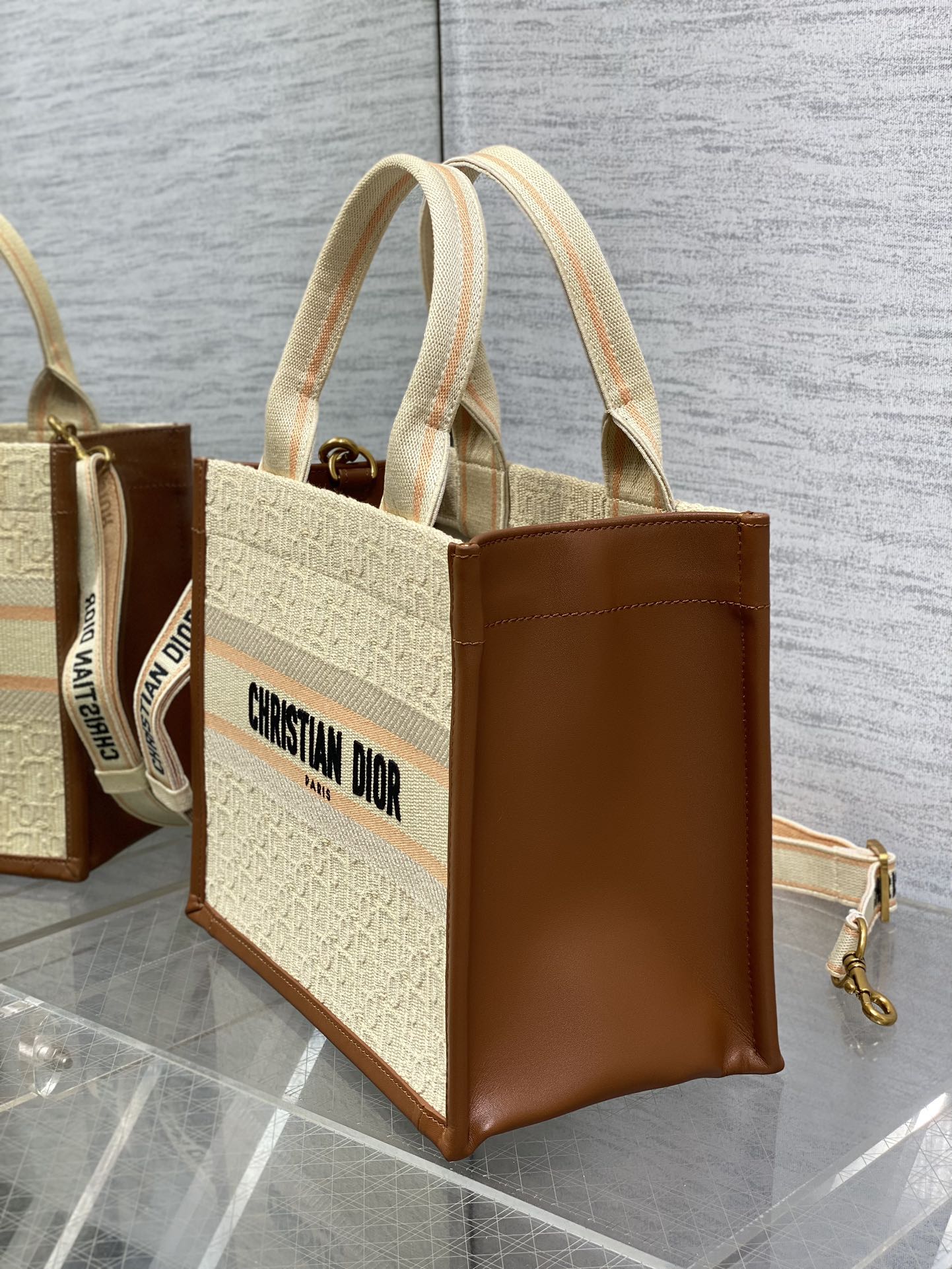 Canvas Tote Bag with Leather Trim