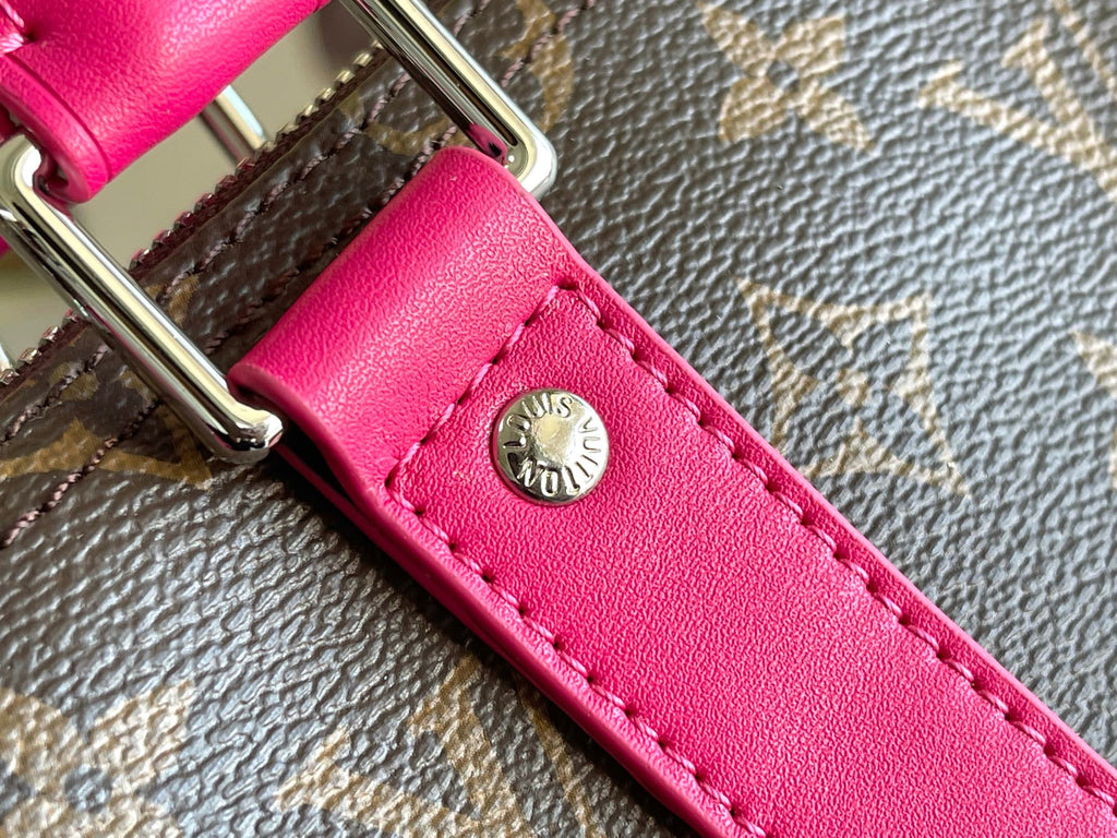 Keepall Bandoulière 50 – Monogram Canvas with Pink Leather Trim