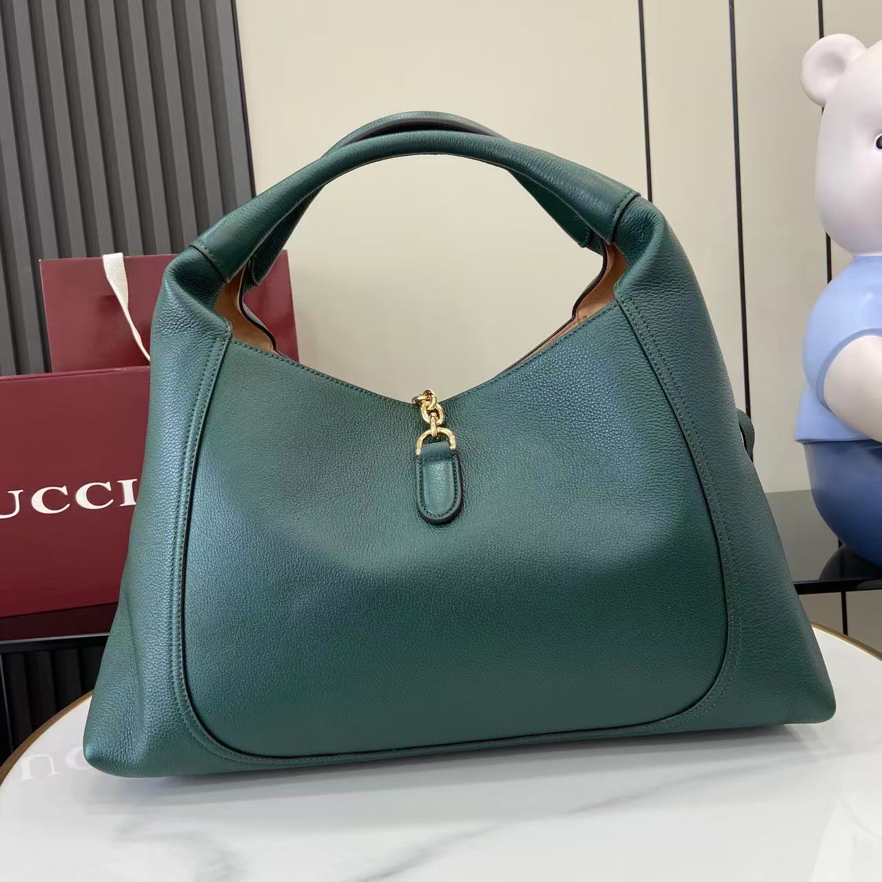 Softbit Style Deep Green Grained Leather Shoulder Bag