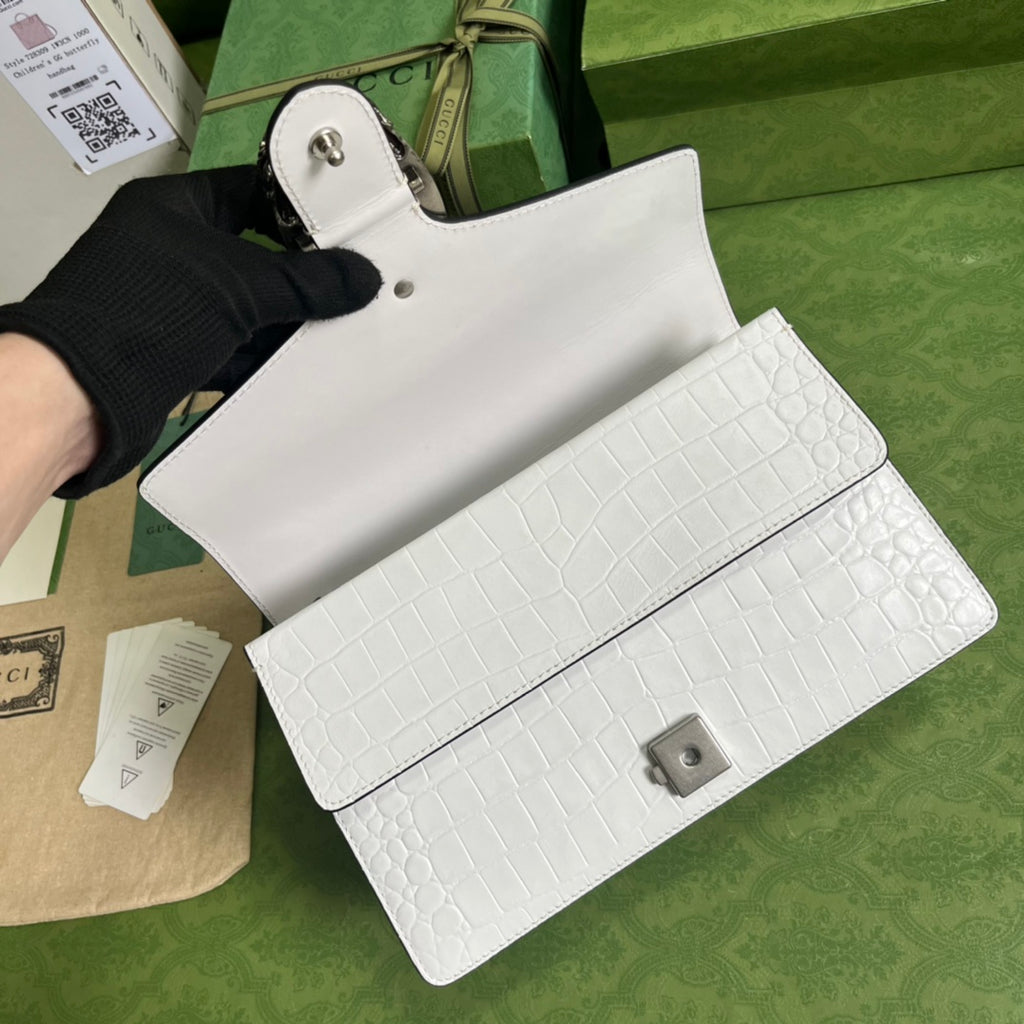 Croc-Embossed Dionysus Shoulder Bag