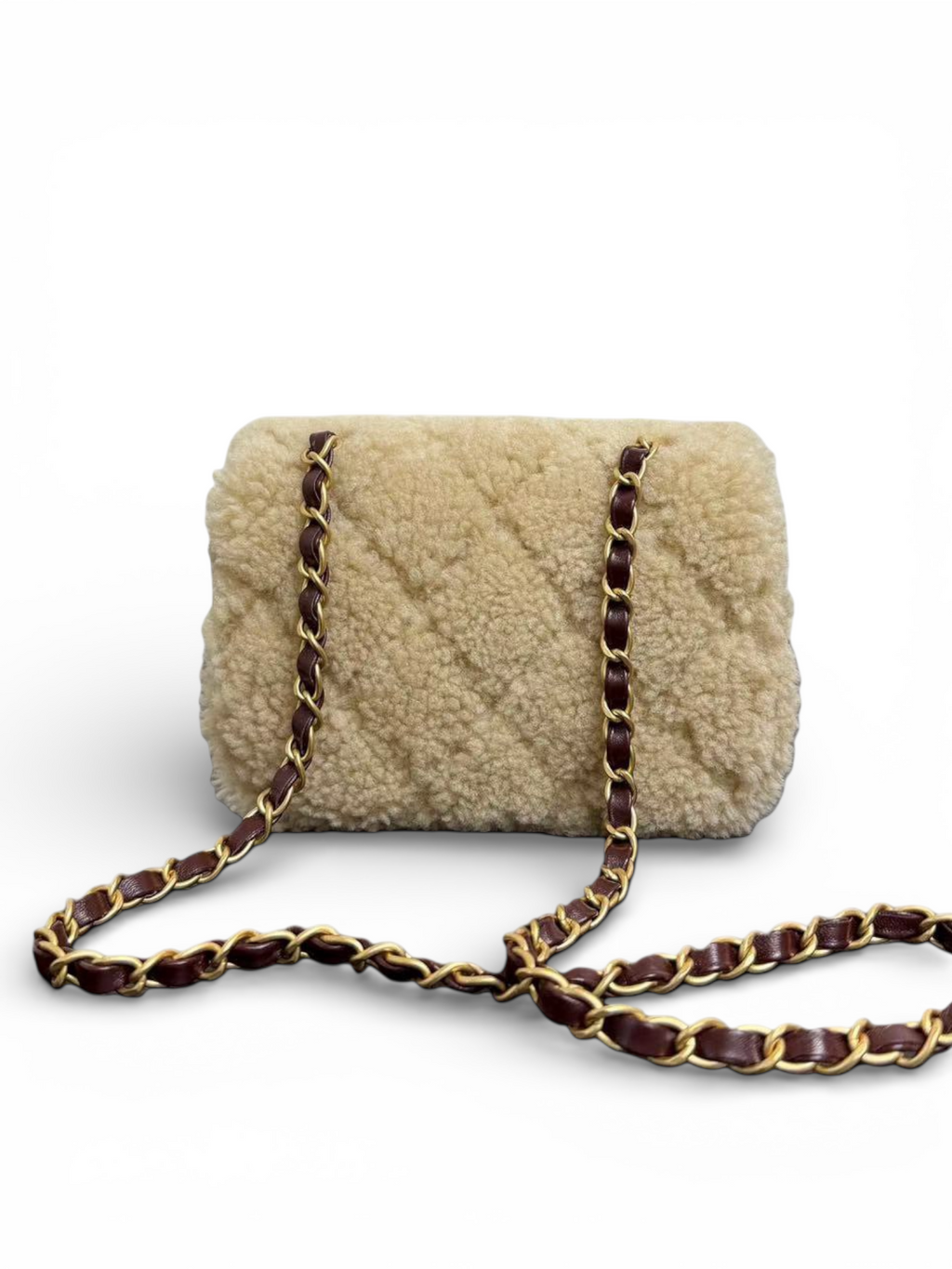 26 Teddy Shearling Chain Shoulder Bag