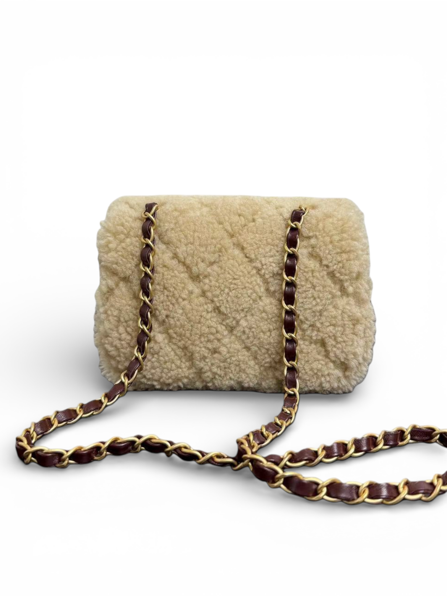 26 Teddy Shearling Chain Shoulder Bag