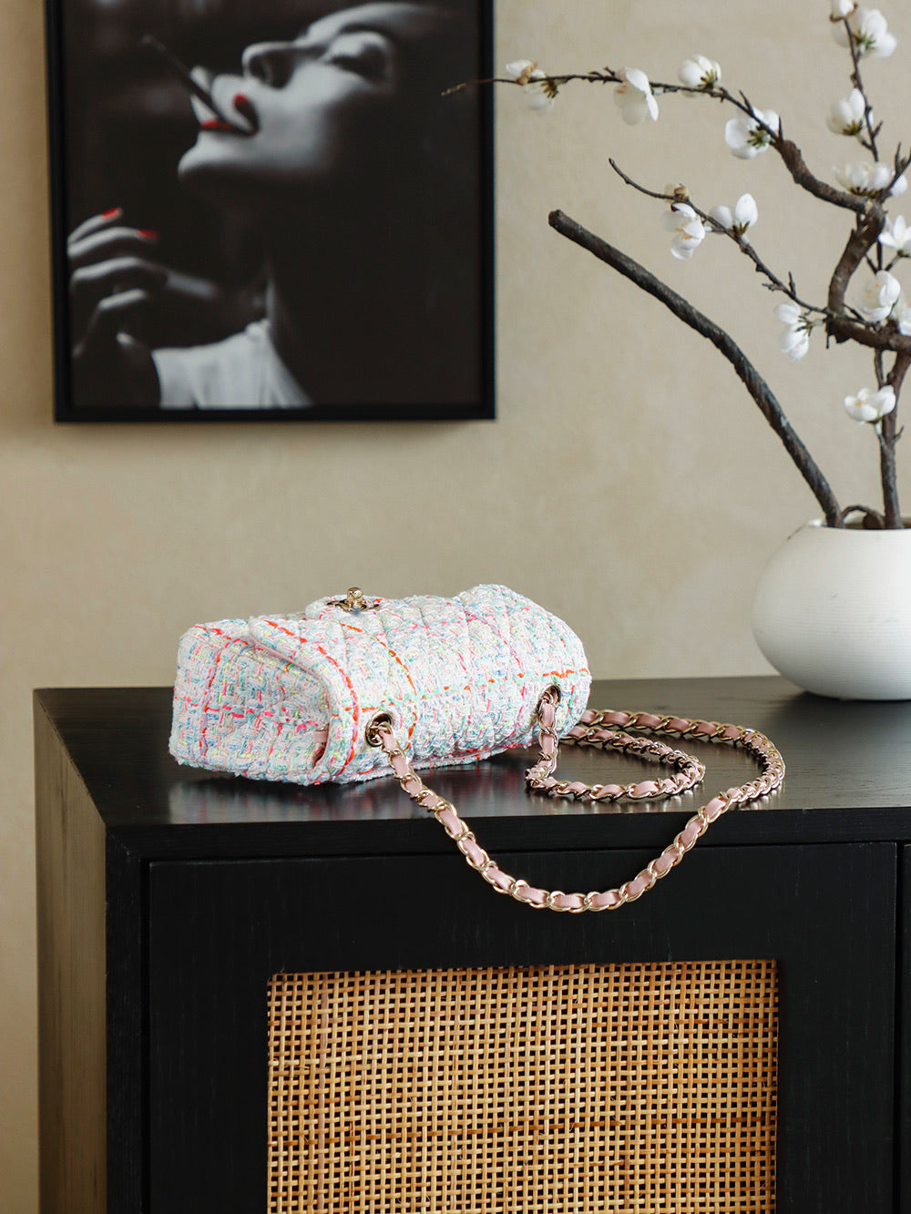 Classic Flap Tweed Chain Shoulder Bag 24