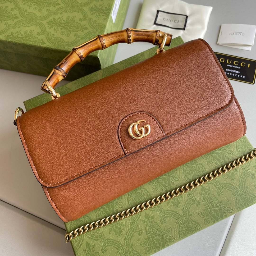 Bamboo Handle Leather Wallet with Chain