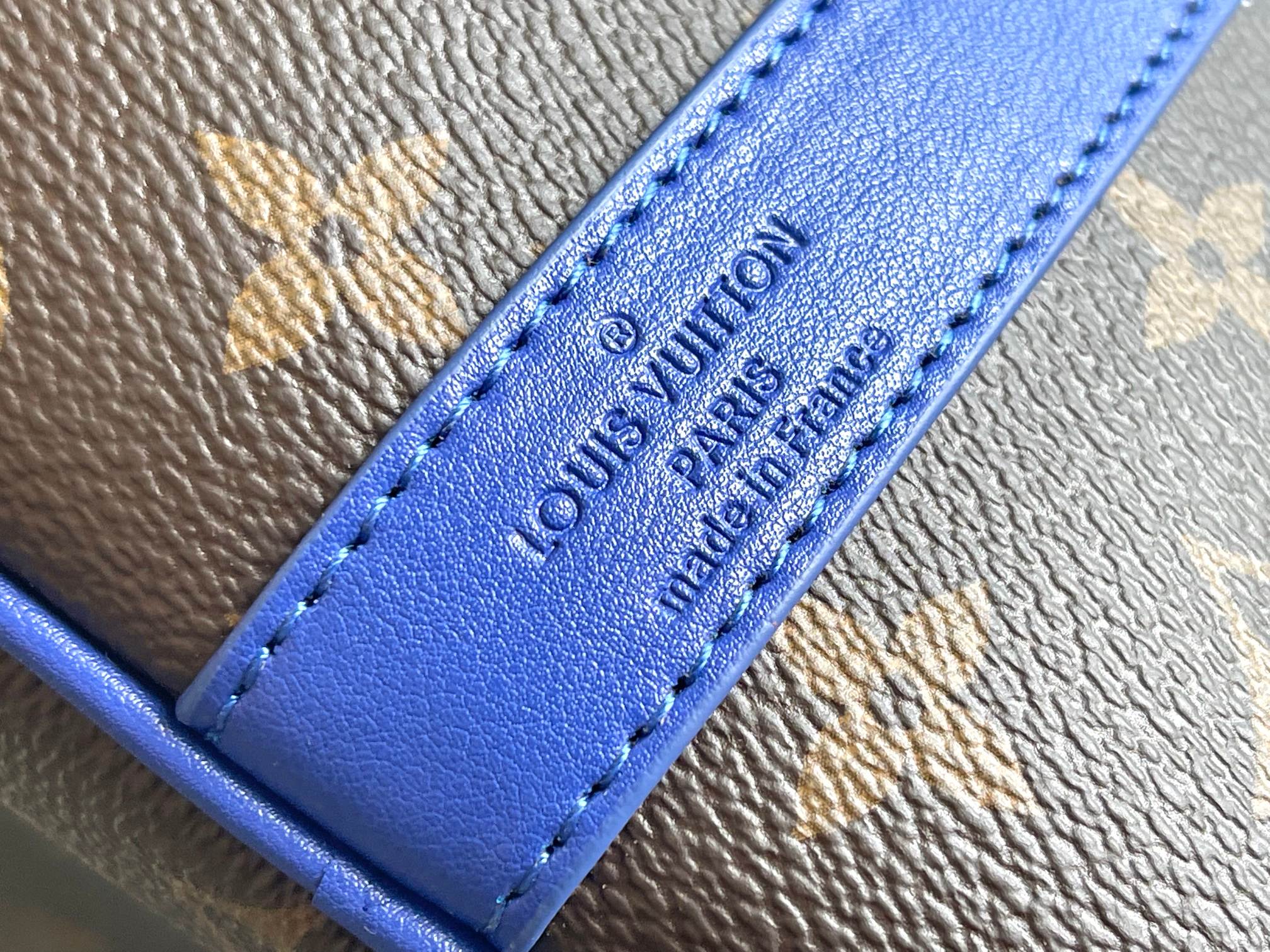 Keepall Bandoulière 50 – Monogram Canvas with Blue Leather Trim