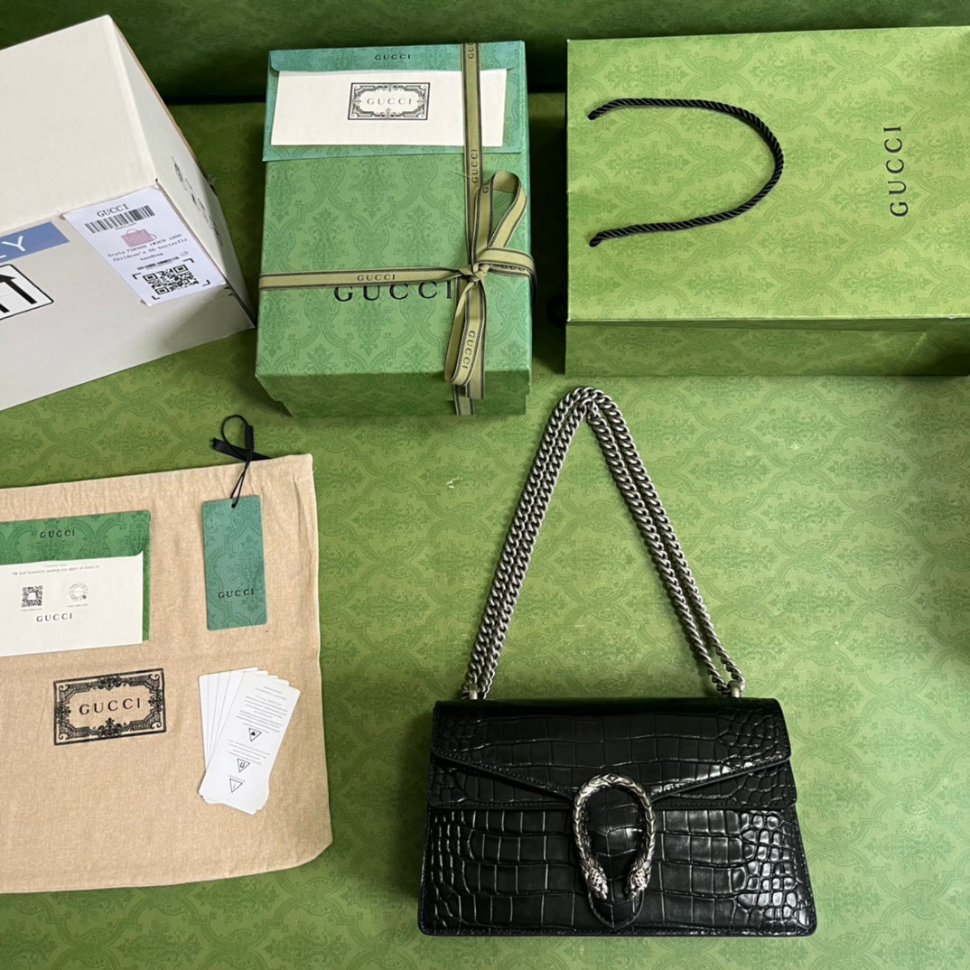 Croc-Embossed Dionysus Shoulder Bag