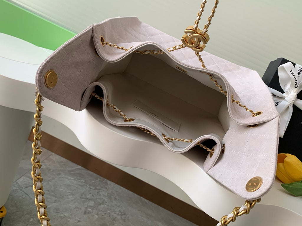 Quilted Suede Bucket Bag