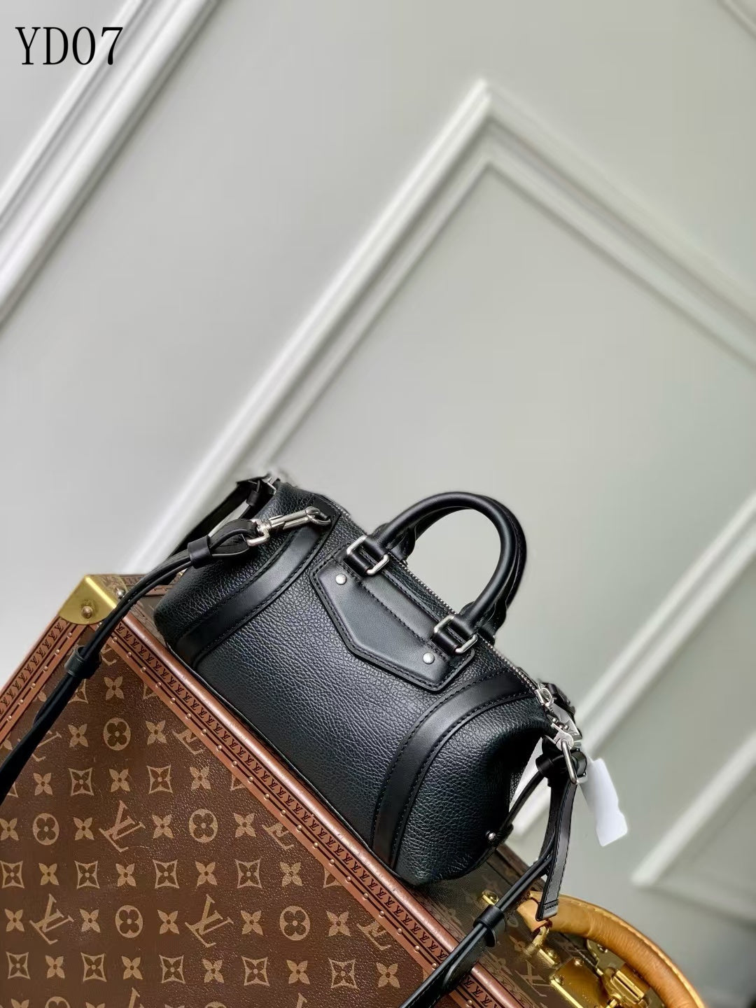 Black Leather Speedy Satchel Bag