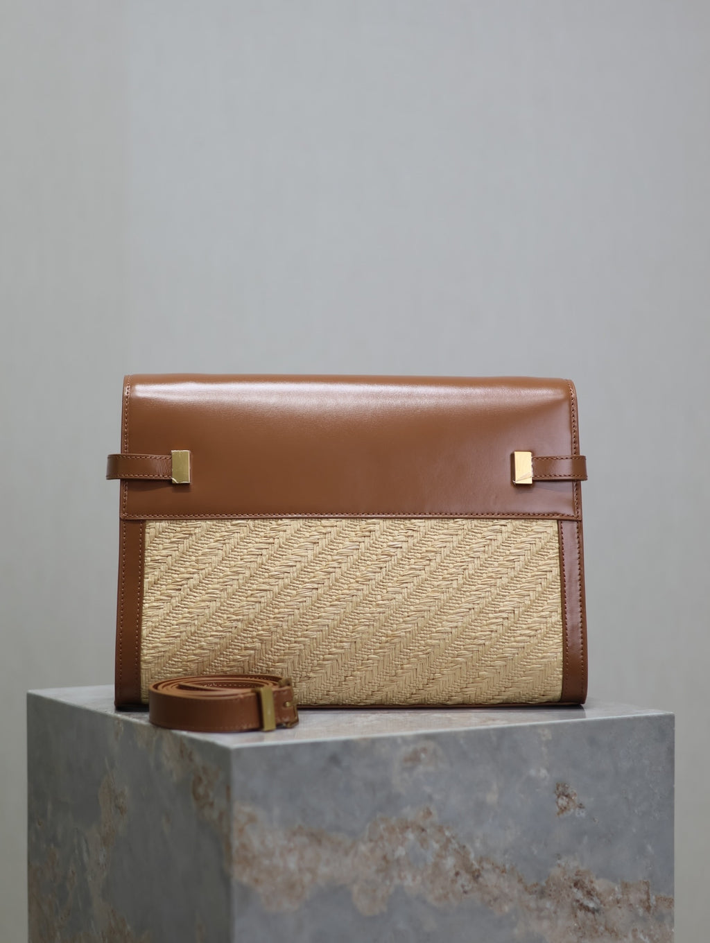 Crocodile-Embossed Leather Chain Bag