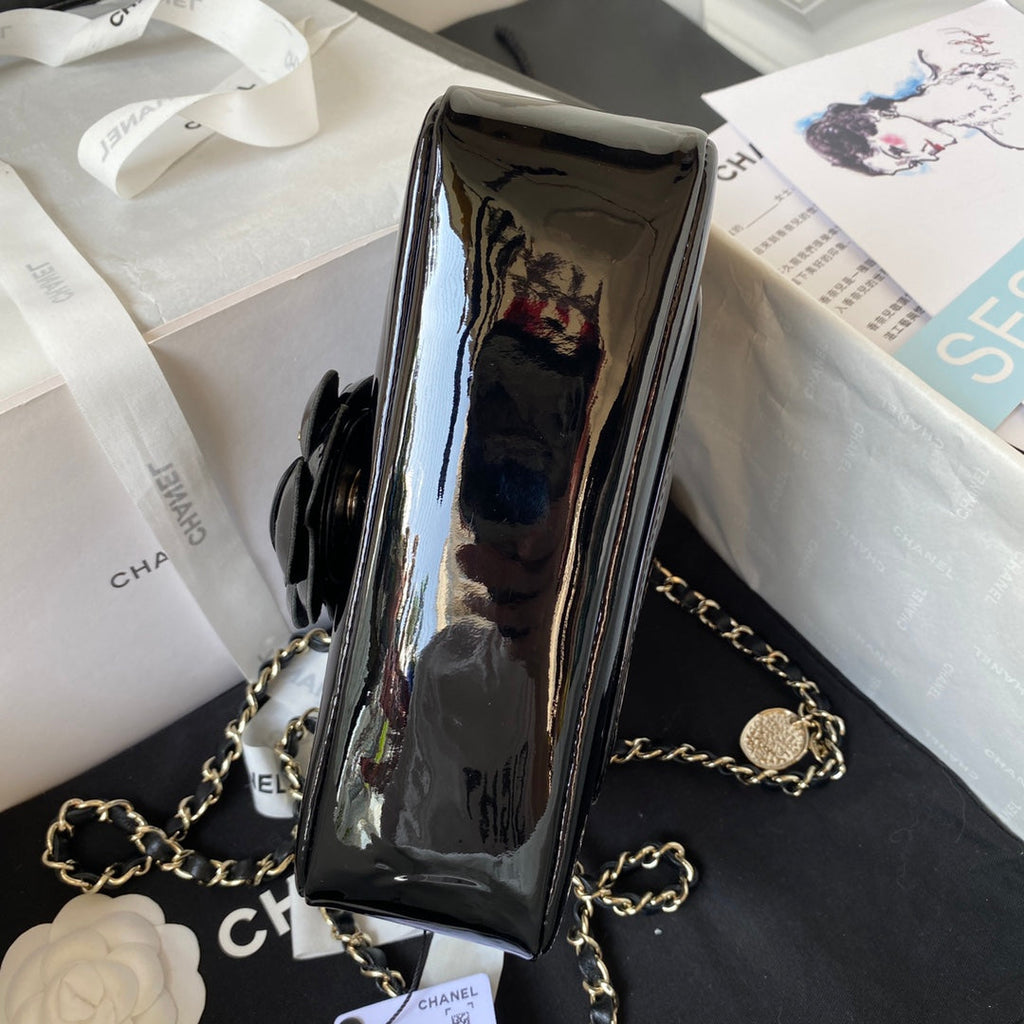 Camellia Patent Flap Bag