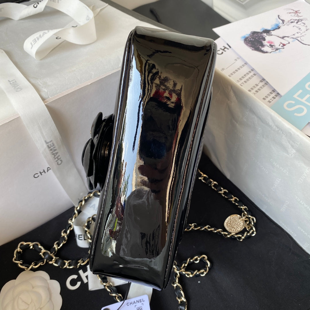 Camellia Patent Flap Bag