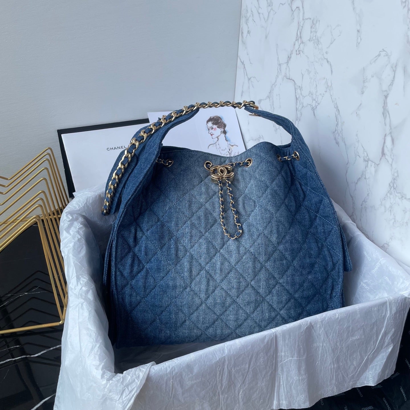 25 Medium Quilted Large Denim Bag
