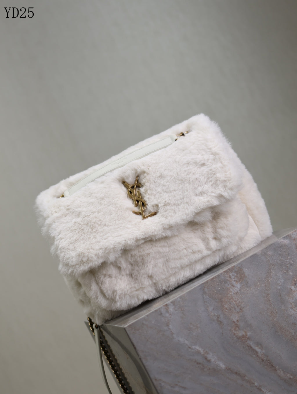 Niki Small in Shearling Bag