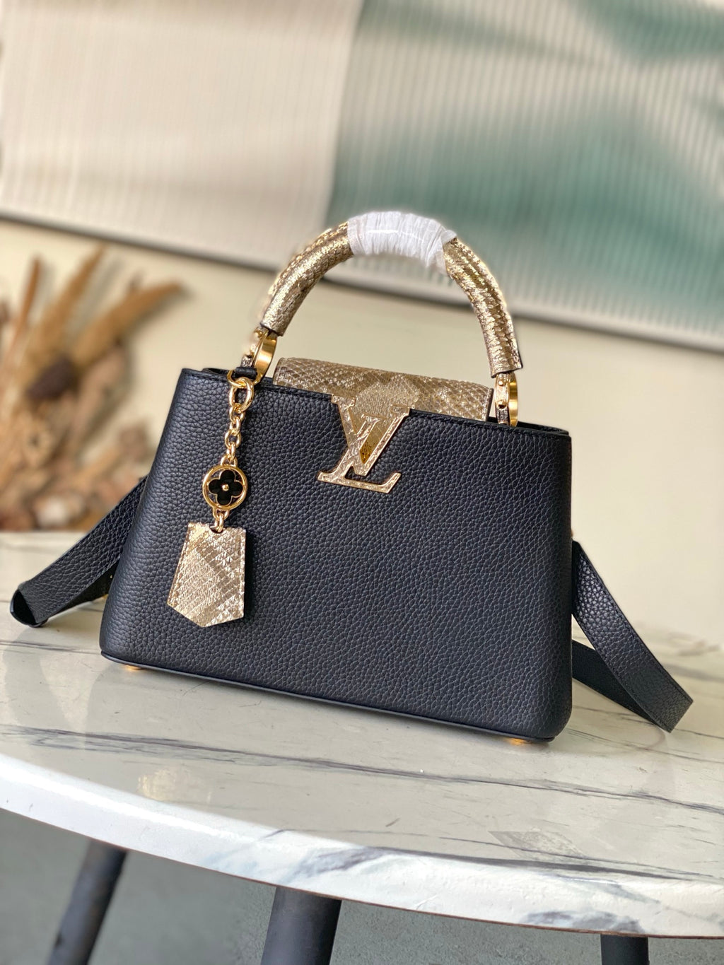 Capucines Mini Python Handle Bag
