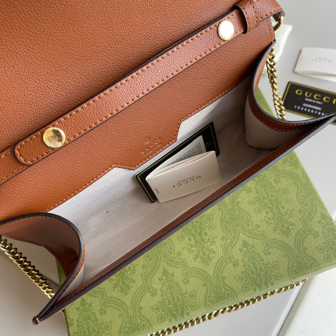 Bamboo Handle Leather Wallet with Chain