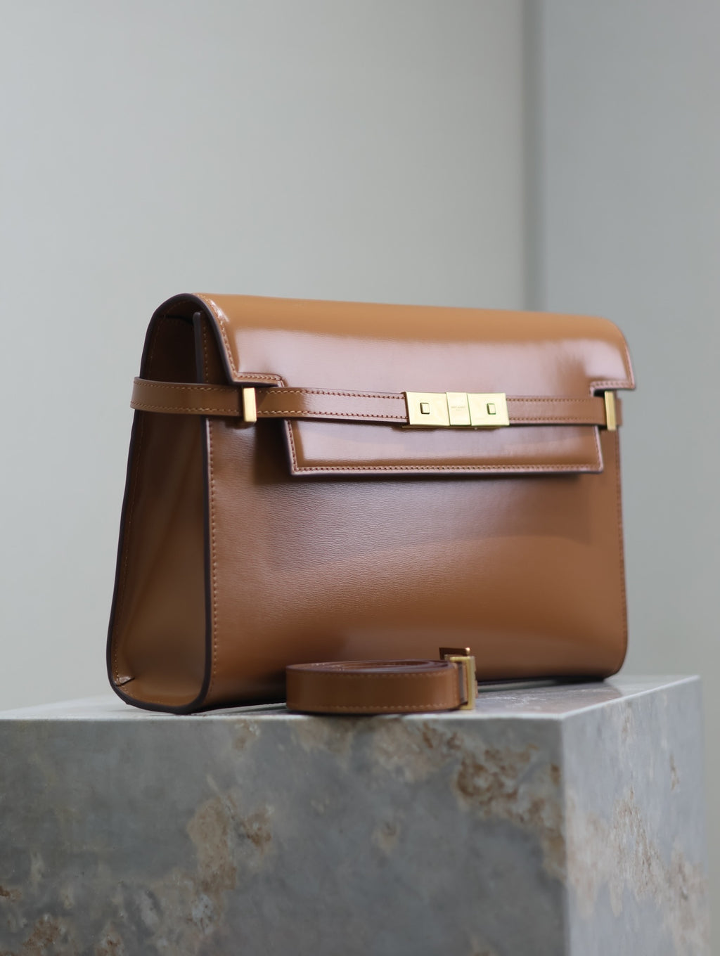 Crocodile-Embossed Leather Chain Bag